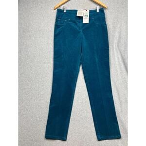 Ruby Rd Womens Pull On Straight Leg Pants Size 6 Velour Slim Contour Waistband